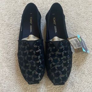 Black Cat Glitter TOMS never worn